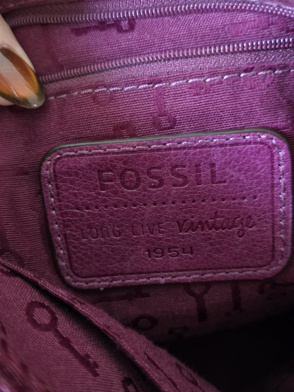 Fossil Raspberry Leather Crossbody with Key Charm - Picture 6 of 7